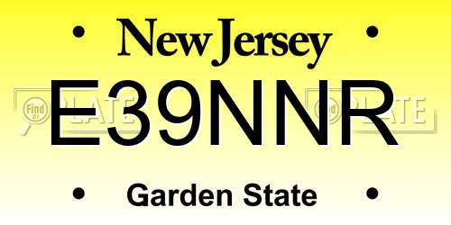 E39NNR New Jersey License Plate