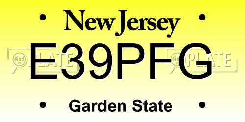 E39PFG New Jersey License Plate