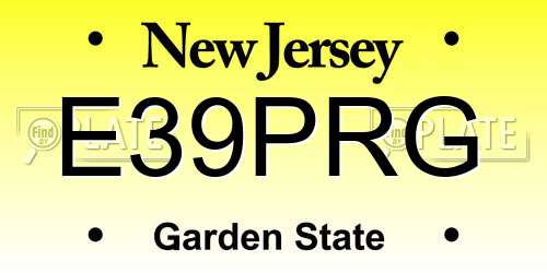 E39PRG New Jersey License Plate