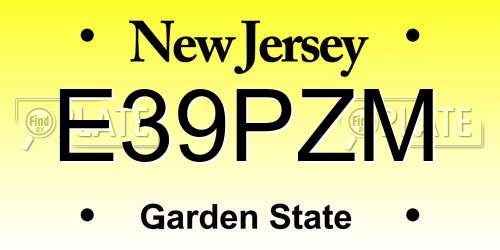 E39PZM New Jersey License Plate