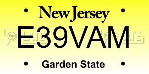 E39VAM New Jersey License Plate