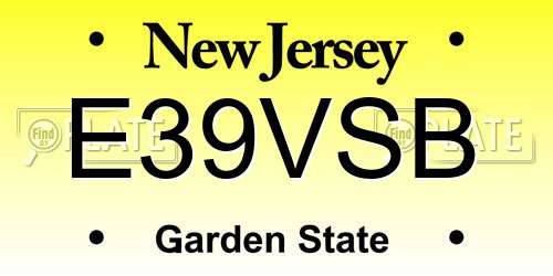 E39VSB New Jersey License Plate