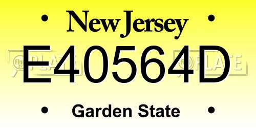 E40564D New Jersey License Plate