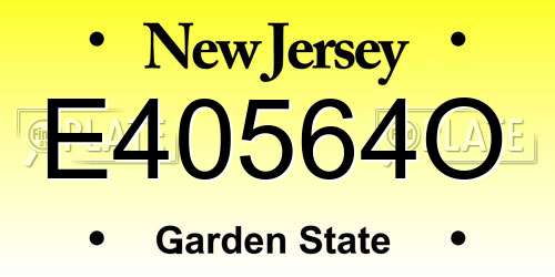 E40564O New Jersey License Plate