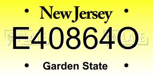 E40864O New Jersey License Plate
