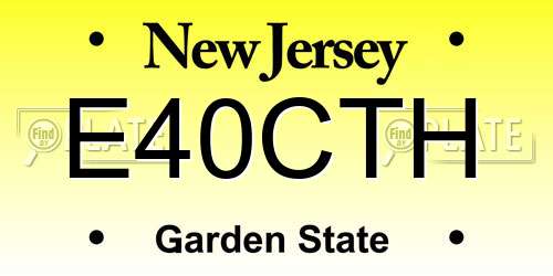 E40CTH New Jersey License Plate