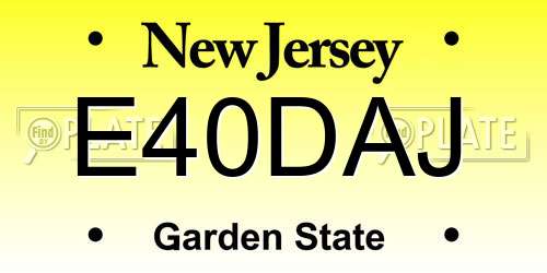 E40DAJ New Jersey License Plate