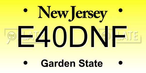 E40DNF New Jersey License Plate