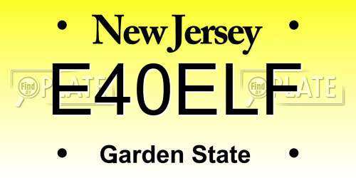 E40ELF New Jersey License Plate