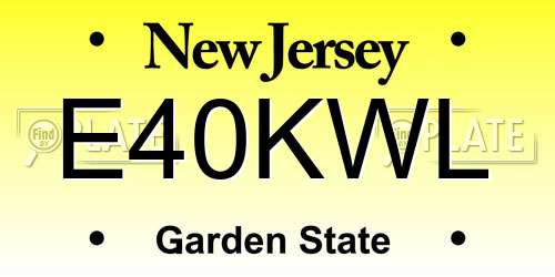 E40KWL New Jersey License Plate