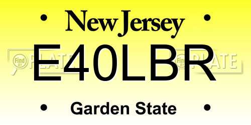 E40LBR New Jersey License Plate