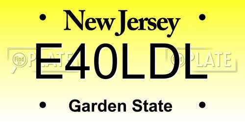 E40LDL New Jersey License Plate