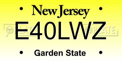 E40LWZ New Jersey License Plate