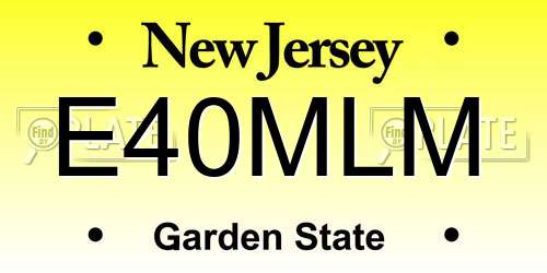 E40MLM New Jersey License Plate