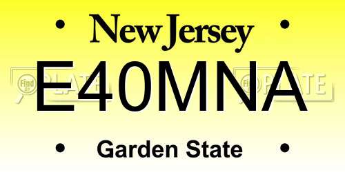 E40MNA New Jersey License Plate
