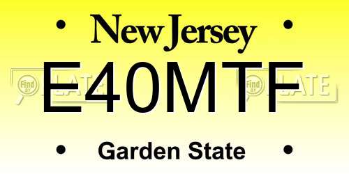 E40MTF New Jersey License Plate