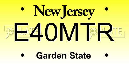 E40MTR New Jersey License Plate