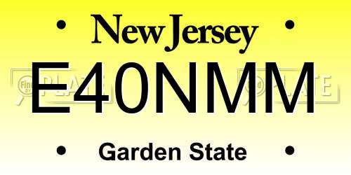 E40NMM New Jersey License Plate