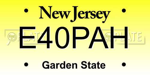 E40PAH New Jersey License Plate
