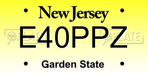 E40PPZ New Jersey License Plate