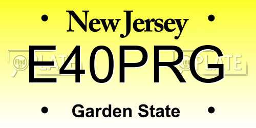 E40PRG New Jersey License Plate