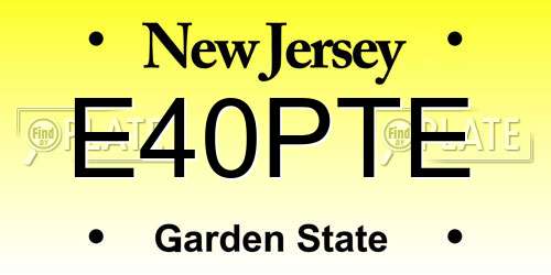 E40PTE New Jersey License Plate