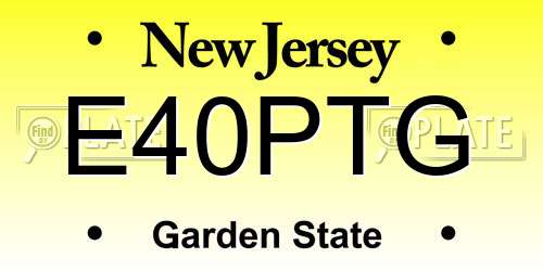 E40PTG New Jersey License Plate