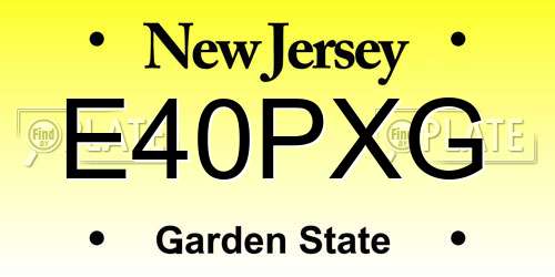 E40PXG New Jersey License Plate