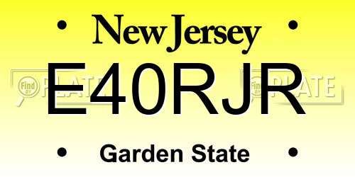 E40RJR New Jersey License Plate