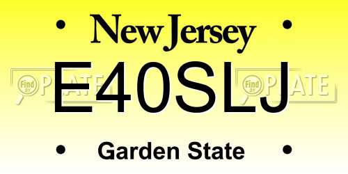 E40SLJ New Jersey License Plate