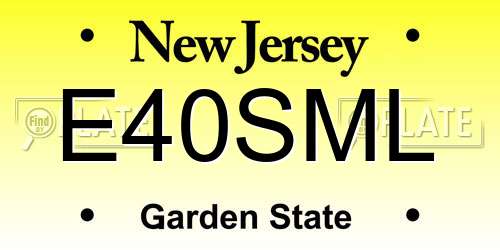 E40SML New Jersey License Plate