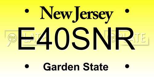 E40SNR New Jersey License Plate