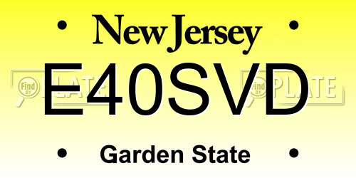 E40SVD New Jersey License Plate