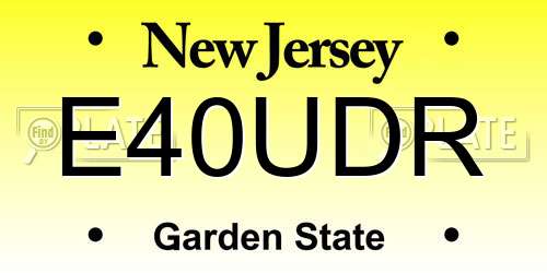 E40UDR New Jersey License Plate