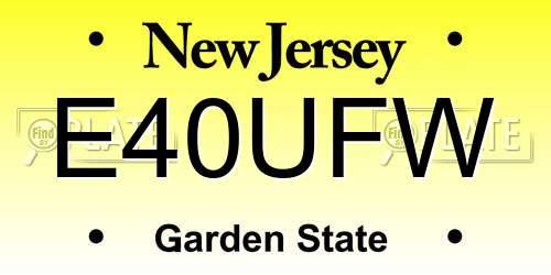 E40UFW New Jersey License Plate