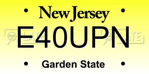 E40UPN New Jersey License Plate