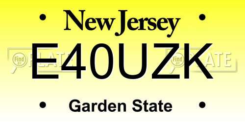 E40UZK New Jersey License Plate