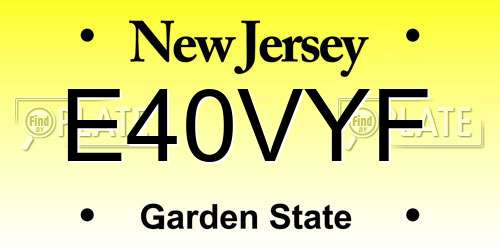 E40VYF New Jersey License Plate
