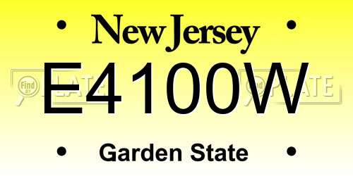 E4100W New Jersey License Plate