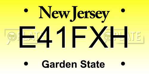 E41FXH New Jersey License Plate