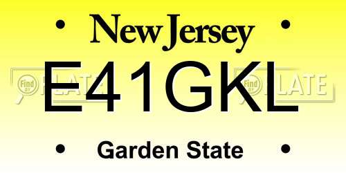 E41GKL New Jersey License Plate