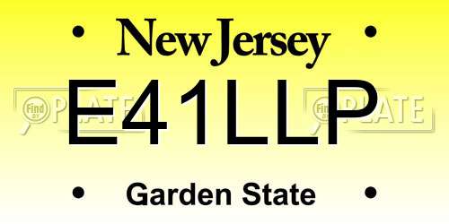 E41LLP New Jersey License Plate