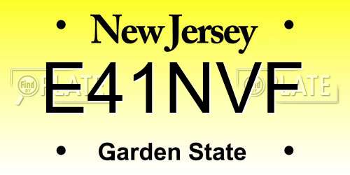 E41NVF New Jersey License Plate