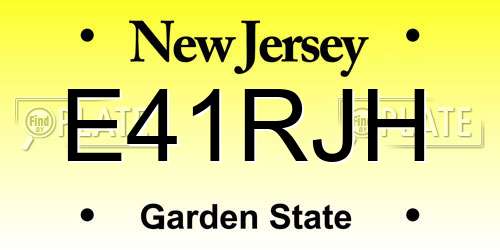 E41RJH New Jersey License Plate