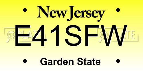 E41SFW New Jersey License Plate