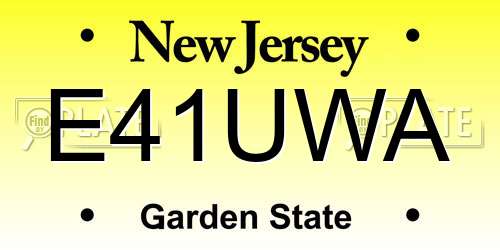 E41UWA New Jersey License Plate