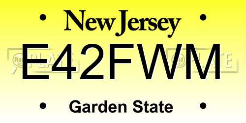 E42FWM New Jersey License Plate