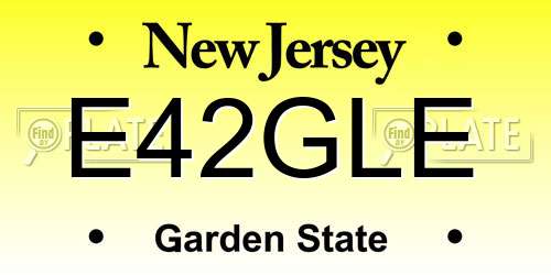 E42GLE New Jersey License Plate