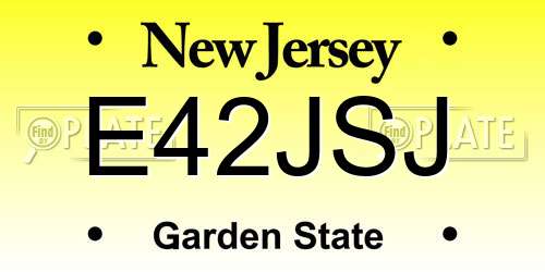 E42JSJ New Jersey License Plate