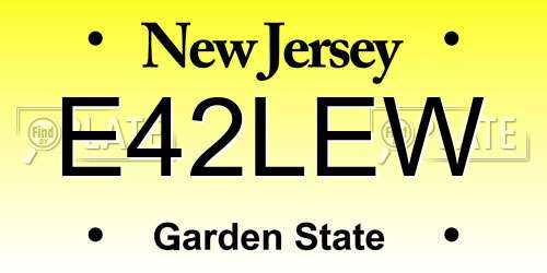 E42LEW New Jersey License Plate